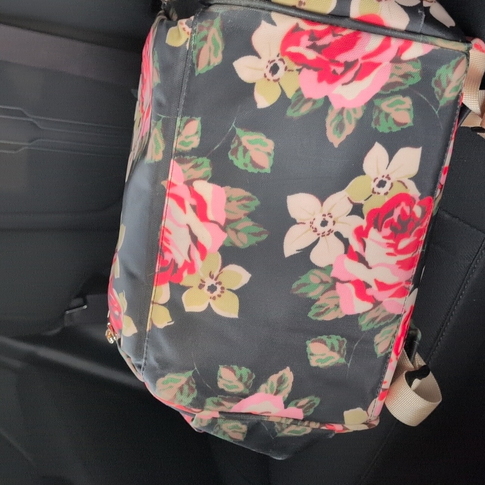 Vsnoon Laptop Backpack With Grey Pink Floral Design - Picture 11 of 12